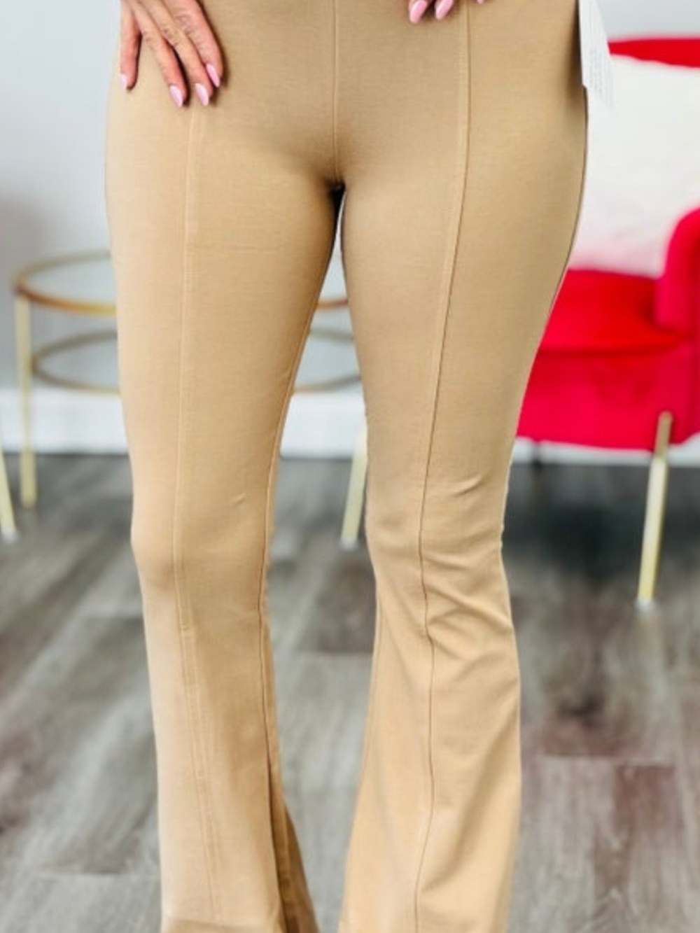 Dear Scarlett Khaki Stretch High-Rise Flare Magic Pants Size XL